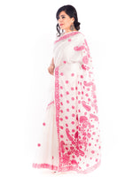 Load image into Gallery viewer, Seva Chikan Hand Embroidered White Kota Lucknowi Saree-SCL1197