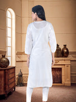 Load image into Gallery viewer, Seva Chikan Hand Embroidered White Cotton Lucknowi Chikan Kurti SCL1314
