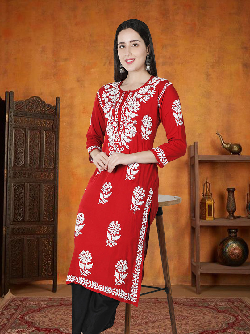 Seva Chikan Hand Embroidered Modal Cotton Lucknowi Chikankari Kurta