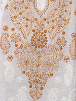 Load image into Gallery viewer, Seva Chikan Hand Embroidered White Cotton Lucknowi Chikan Kurta-SCL0682
