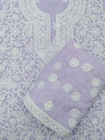 Load image into Gallery viewer, Seva Chikan Hand Embroidered Mauve Georgette Lucknowi Chikankari Unstitched Suit Piece-SCL13136
