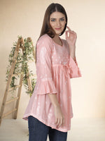 Load image into Gallery viewer, Seva Chikan Hand Embroidered Cotton Lucknowi Chikan Short Top
