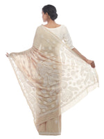 Load image into Gallery viewer, Seva Chikan Hand Embroidered Beige Georgette Lucknowi Chikan Saree-SCL2337

