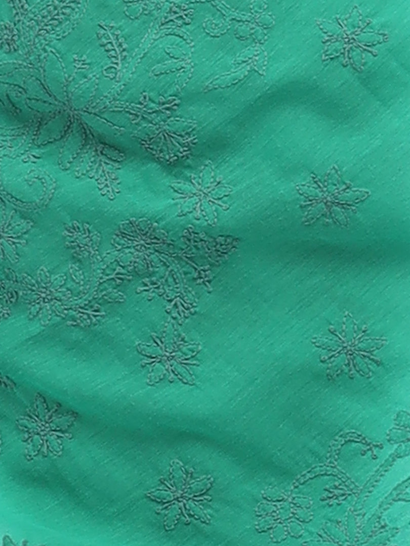 Seva Chikan Hand Embroidered Green Cotton Lucknowi Chikan Saree-SCL2484