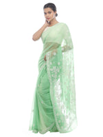Load image into Gallery viewer, Seva Chikan Hand Embroidered Green Georgette Lucknowi Saree-SCL2451
