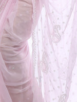 Load image into Gallery viewer, Seva Chikan Hand Embroidered Pink Georgette Lucknowi Saree-SCL2456