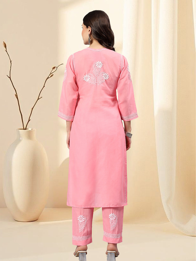 Seva Chikan Hand Embroidered Cotton Lucknowi Chikankari Kurta Set