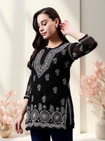 Load image into Gallery viewer, Seva Chikan Hand Embroidered Georgette Lucknowi Chikankari Top With Slip