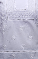 Load image into Gallery viewer, Seva Chikan Hand Embroidered White Voile Cotton Lucknowi Chikankari Short Top-SCL0522
