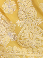 Load image into Gallery viewer, Seva Chikan Hand Embroidered Yellow Georgette Lucknowi Saree-SCL2460