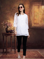 Load image into Gallery viewer, Seva Chikan Hand Embroidered Georgette Lucknowi Chikankari Top With Slip