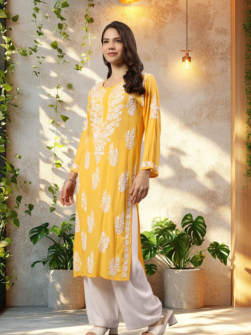 Seva Chikan Hand Embroidered Modal Cotton Lucknowi Chikankari Kurta
