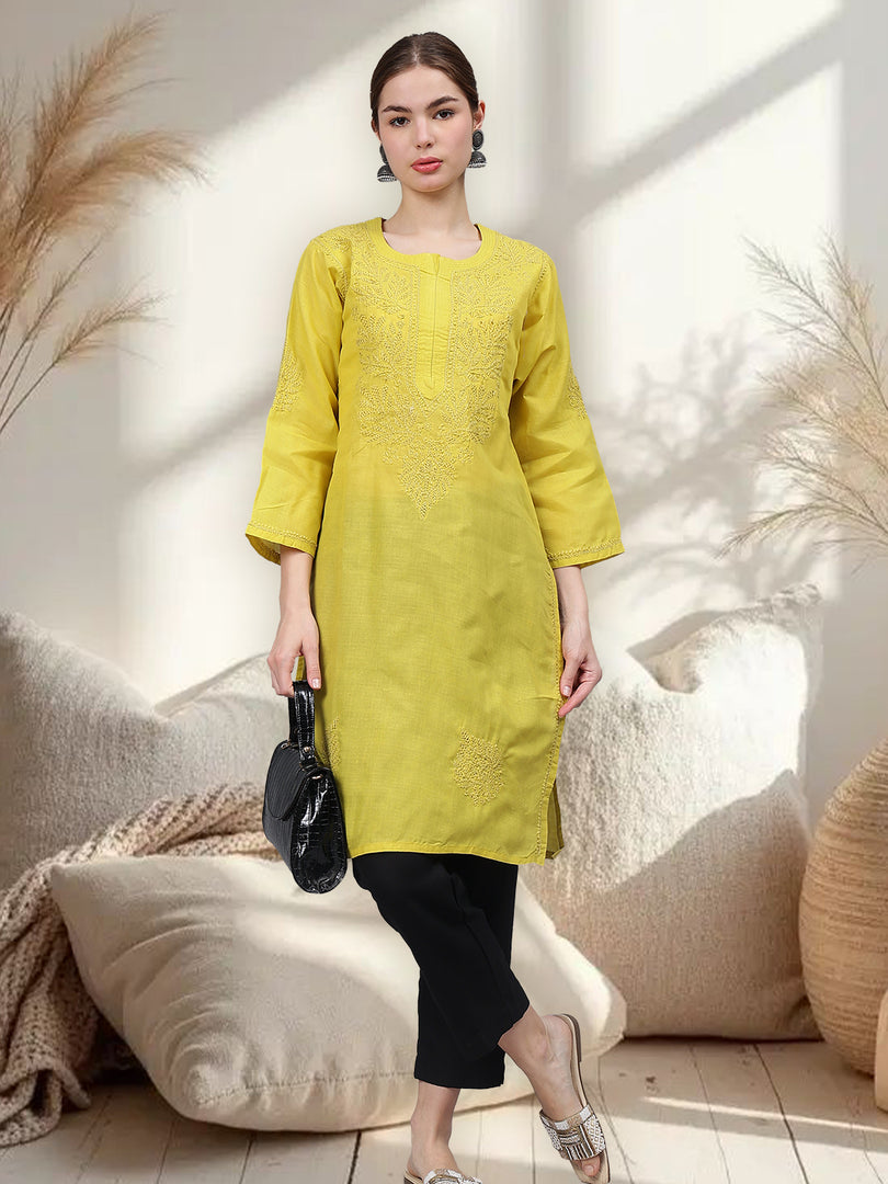 Seva Chikan Hand Embroidered Cotton Lucknowi Chikankari Kurta