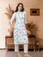 Load image into Gallery viewer, Seva Chikan Hand Embroidered Cotton Chikankari kurta