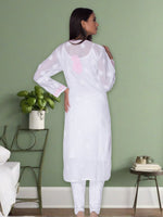 Load image into Gallery viewer, Seva Chikan Hand Embroidered White Cotton Lucknowi Chikan Kurti SCL1025
