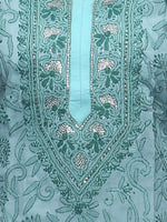 Load image into Gallery viewer, Seva Chikan Hand Embroidered Sea Green Cotton Lucknowi Chikankari Kurta-SCL0290