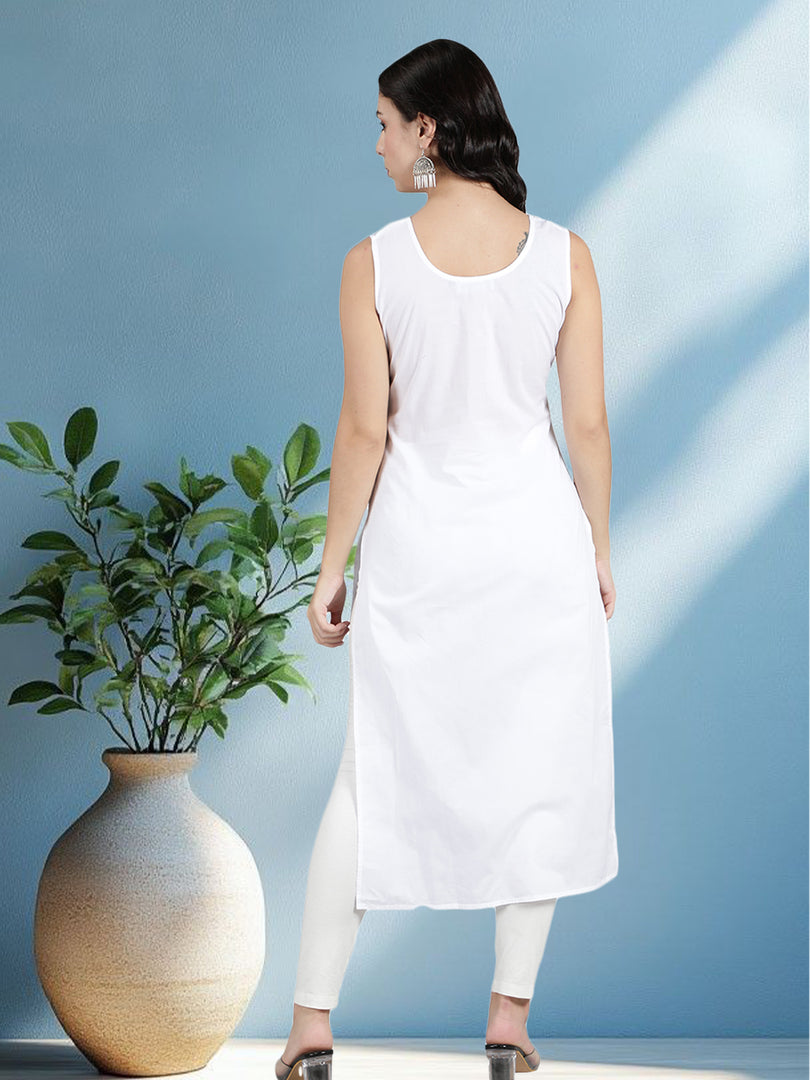 Seva Chikan Long Slips Combo of White (Pack of 2)