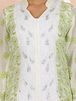 Load image into Gallery viewer, Seva Chikan Hand Embroidered White Cotton Lucknowi Chikan Kurti SCL0359
