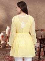 Load image into Gallery viewer, Seva Chikan Hand Embroidered Georgette Lucknowi Chikankari Top With Slip