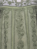 Load image into Gallery viewer, Seva Chikan Hand Embroidered Dark Green Cotton Lucknowi Chikankari Anarkali-SCL0240