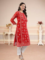 Load image into Gallery viewer, Seva Chikan Hand Embroidered Georgette Lucknowi Chikankari Kurta With Slip