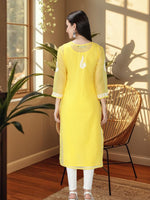 Load image into Gallery viewer, Seva Chikan Hand Embroidered Georgette Lucknowi Chikankari Kurta With Slip