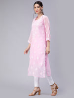 Load image into Gallery viewer, Seva Chikan Hand Embroidered Georgette Chikankari Kurta With Matching Slip