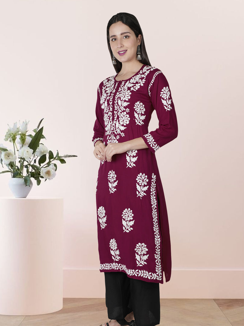 Seva Chikan Hand Embroidered Modal Cotton Lucknowi Chikankari Kurta