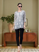 Load image into Gallery viewer, Seva Chikan Hand Embroidered Georgette Lucknowi Chikankari Top With Slip
