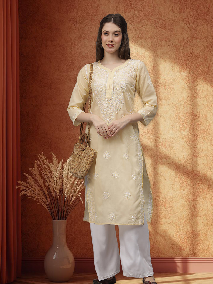 Seva Chikan Hand Embroidered Cotton Lucknowi Chikankari Kurta