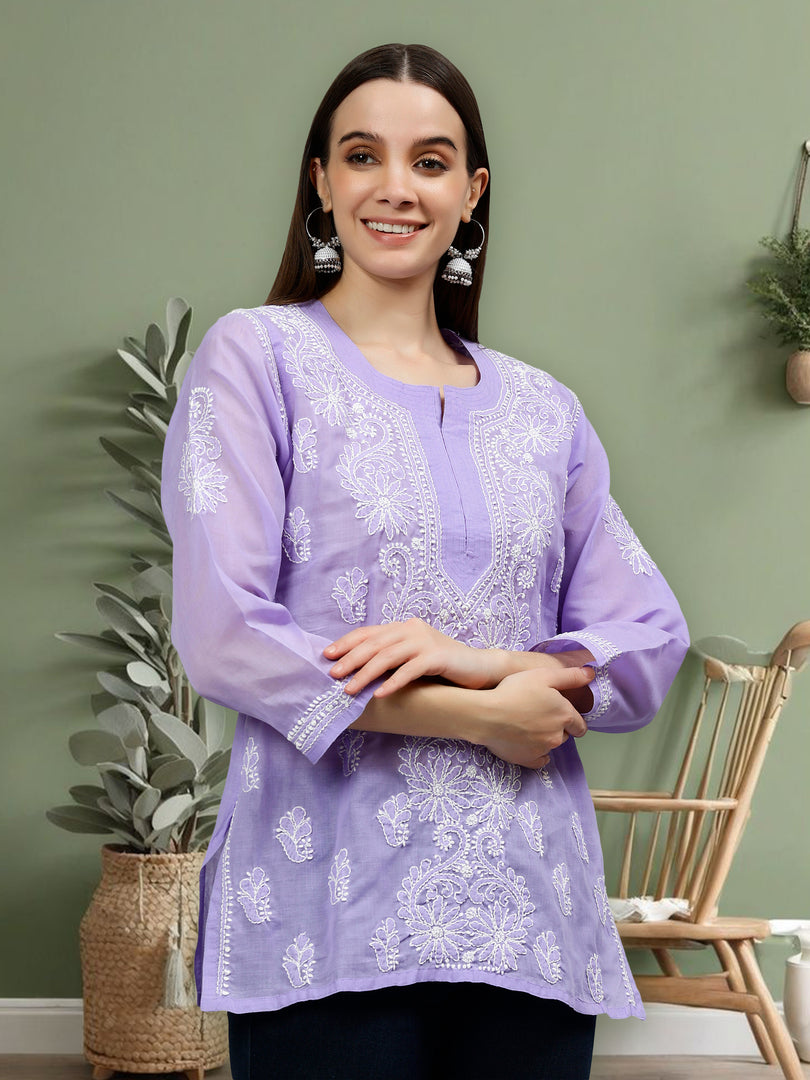 Seva Chikan Hand Embroidered Terivoil Cotton Lucknowi Chikankari Top