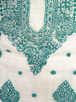 Load image into Gallery viewer, Seva Chikan Hand Embroidered White Kota Lucknowi Chikankari Unstitched Kurti Piece SCL1105
