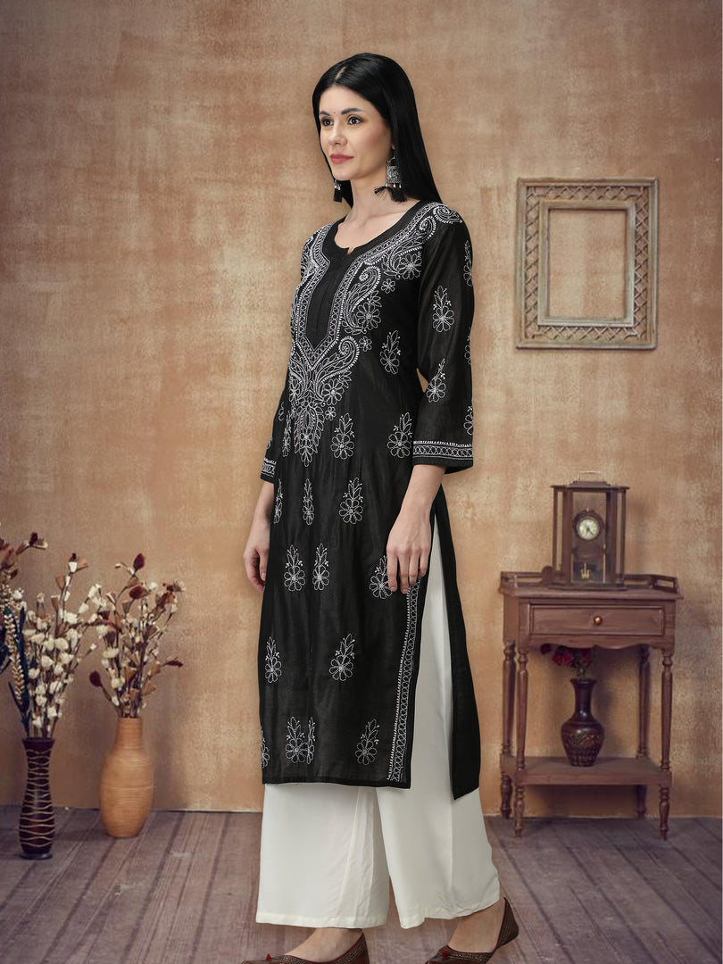 Seva Chikan Hand Embroidered Chanderi Chikankari Kurta