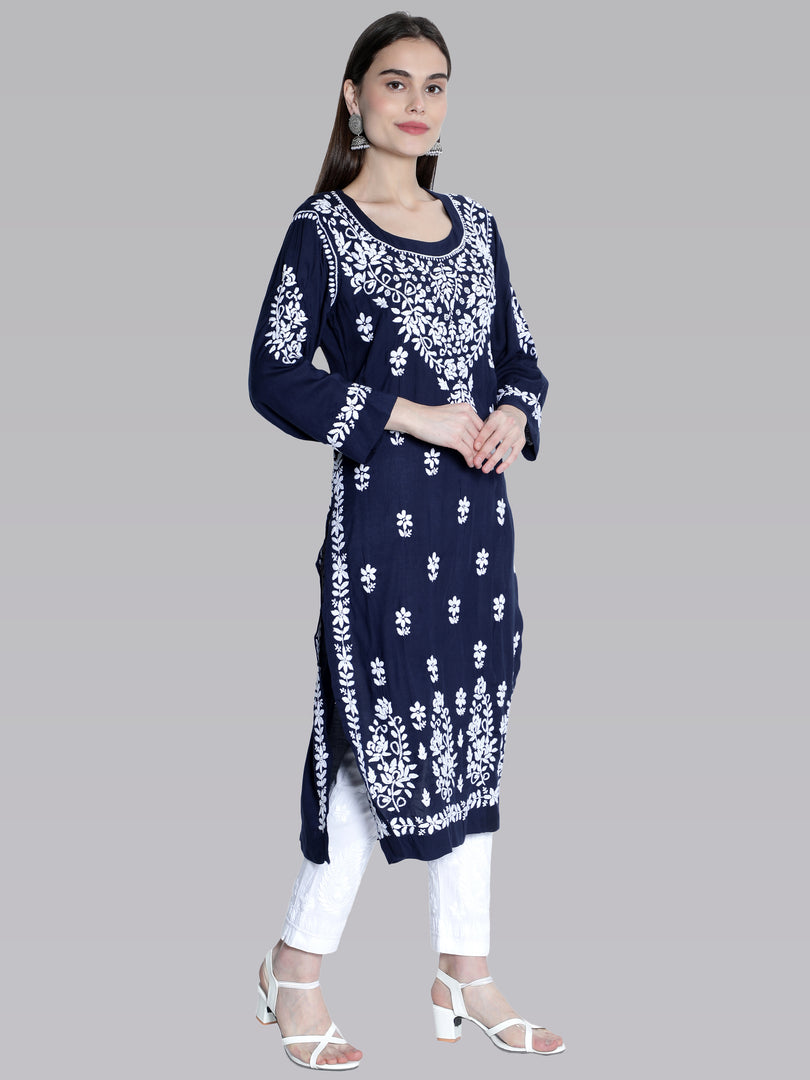 Seva Chikan Hand Embroidered Modal Cotton Lucknowi Chikankari Kurta