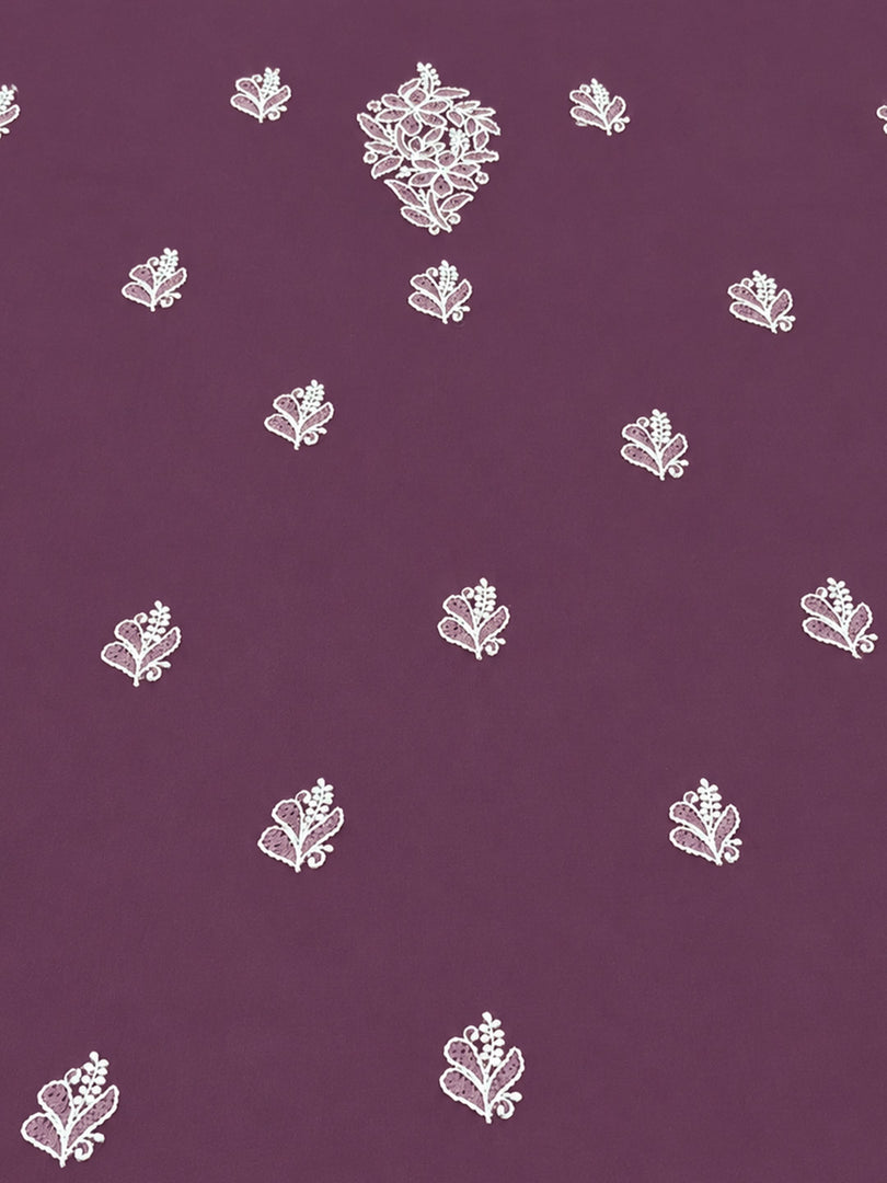 Seva Chikan Hand Embroidered Wine Georgette Lucknowi Chikankari Unstitched Suit Piece-SEV15046