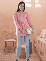 Load image into Gallery viewer, Seva Chikan Hand Embroidered Cotton Lucknowi Chikan Short Top