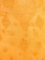 Load image into Gallery viewer, Seva Chikan Hand Embroidered Mustard Chanderi Lucknowi Chikankari Unstitched Kurti Piece SCL1108
