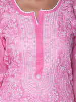 Load image into Gallery viewer, Seva Chikan Hand Embroidered Pink Cotton Lucknowi Chikankari Kurta-SCL0995