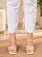 Load image into Gallery viewer, Seva Chikan Hand Embroidered White Cotton Lucknawi Chikankari Pant-SEV14000