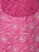 Load image into Gallery viewer, Seva Chikan Hand Embroidered Dark Pink Cotton Lucknowi Chikan Kurti-SCL0261
