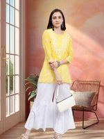 Load image into Gallery viewer, Seva Chikan Hand Embroidered Georgette Lucknowi Chikankari Top With Slip
