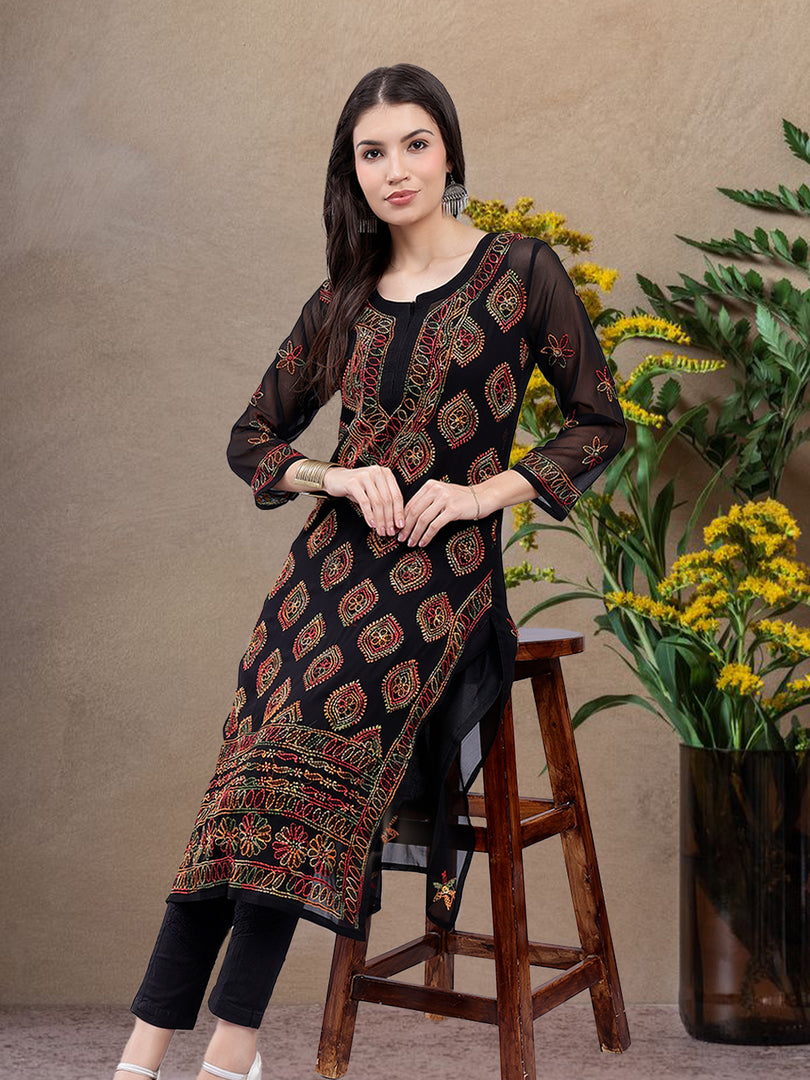 Seva Chikan Hand Embroidered Cotton Lucknowi Chikankari Kurta