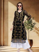 Load image into Gallery viewer, Seva Chikan Hand Embroidered Georgette Lucknowi Chikankari Kurta With Slip