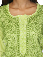 Load image into Gallery viewer, Seva Chikan Hand Embroidered Green Cotton Lucknowi Chikan Kurta-SCL0920