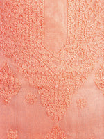Load image into Gallery viewer, Seva Chikan Hand Embroidered Peach Chanderi Lucknowi Chikankari Unstitched Kurti Piece SCL1112
