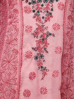 Load image into Gallery viewer, Seva Chikan Hand Embroidered Carrot Pink Cotton Lucknowi Chikankari Anarkali-SCL0235