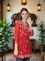 Load image into Gallery viewer, Seva Chikan Hand Embroidered Georgette Lucknowi Chikan Top
