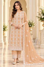 Load image into Gallery viewer, Seva Chikan Hand Embroidered Fawn Georgette Lucknowi Chikankari Unstitched Suit Piece-SEV15043