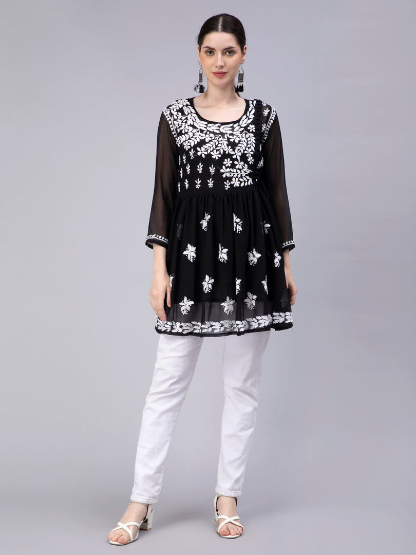 Seva Chikan Hand Embroidered Georgette Lucknowi Chikan Top