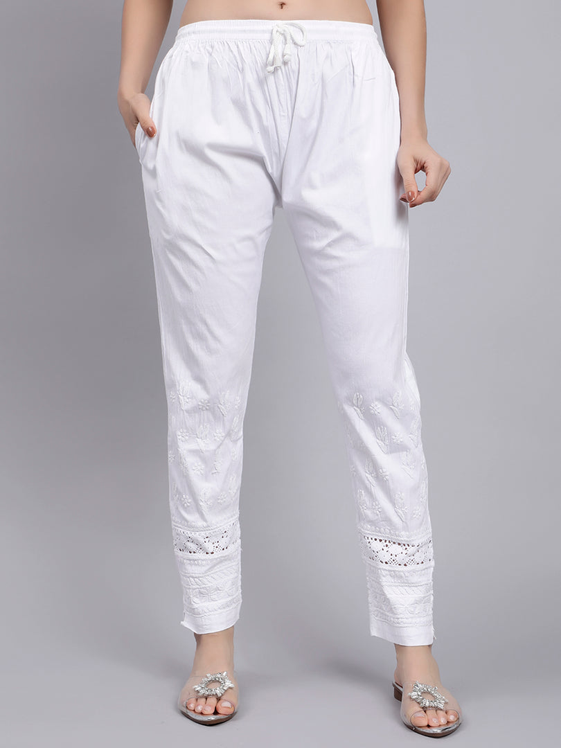 Chikankari White Palazzo Pant Suit Chikankari Top, Chikankari